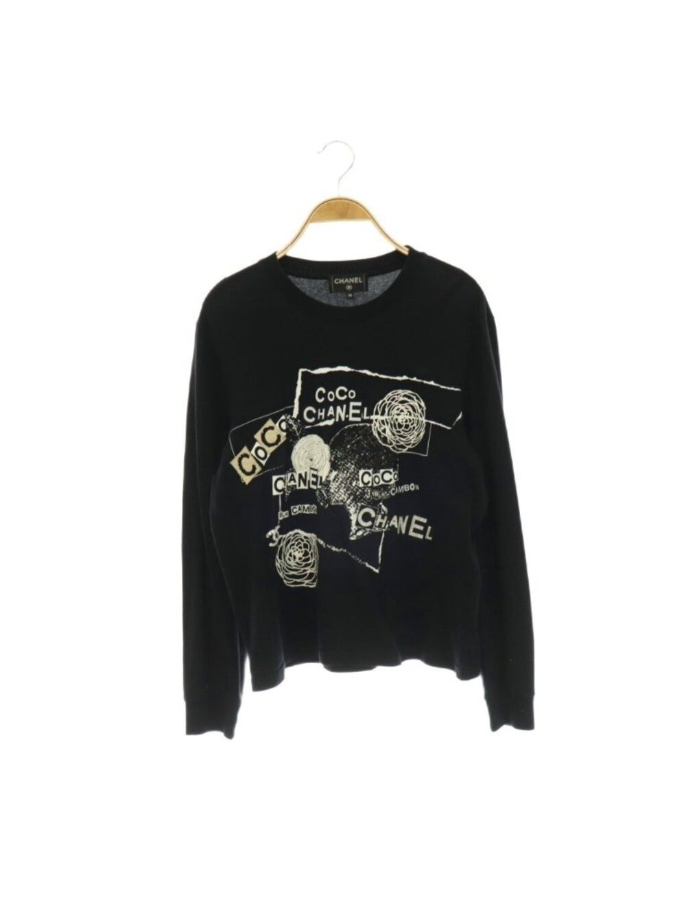 Chanel Coco Graffiti Logo Long Sleeve Top T-Shirt Long T Sequin Decoration